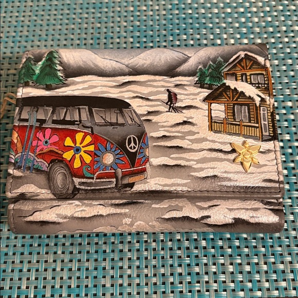 Anuschka Genuine Leather Hand-Painted Tri Fold Wallet - Picture 2 of 13